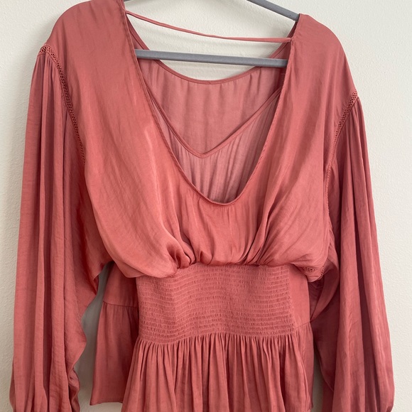 Free People ultra feminine corset style lace up waist, flowing top - Picture 2 of 5